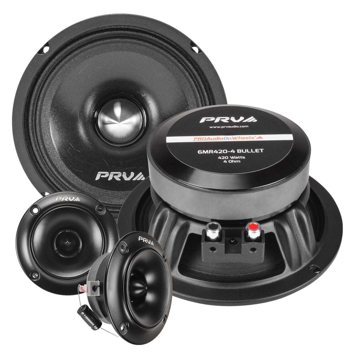PRV Audio 1080W bundle front view for car audio upgrade.