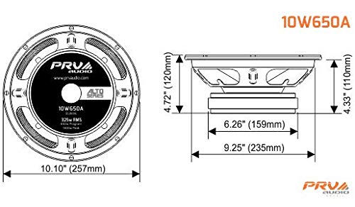 PRV AUDIO woofer beside ruler for scale, helps confirm mounting and size fit