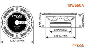 PRV AUDIO woofer beside ruler for scale, helps confirm mounting and size fit
