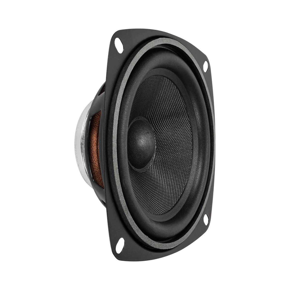 PRV AUDIO front view showing compact 4-inch speaker and mounting ease