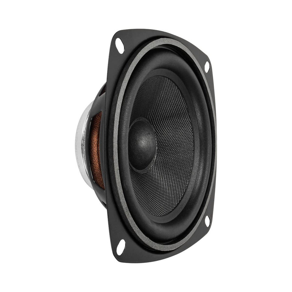 PRV AUDIO front view showing compact 4-inch speaker and mounting ease