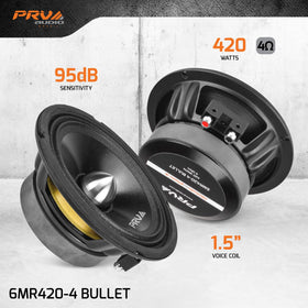 PRV Audio 6.5-inch midrange speaker close-up for detailed midrange performance.