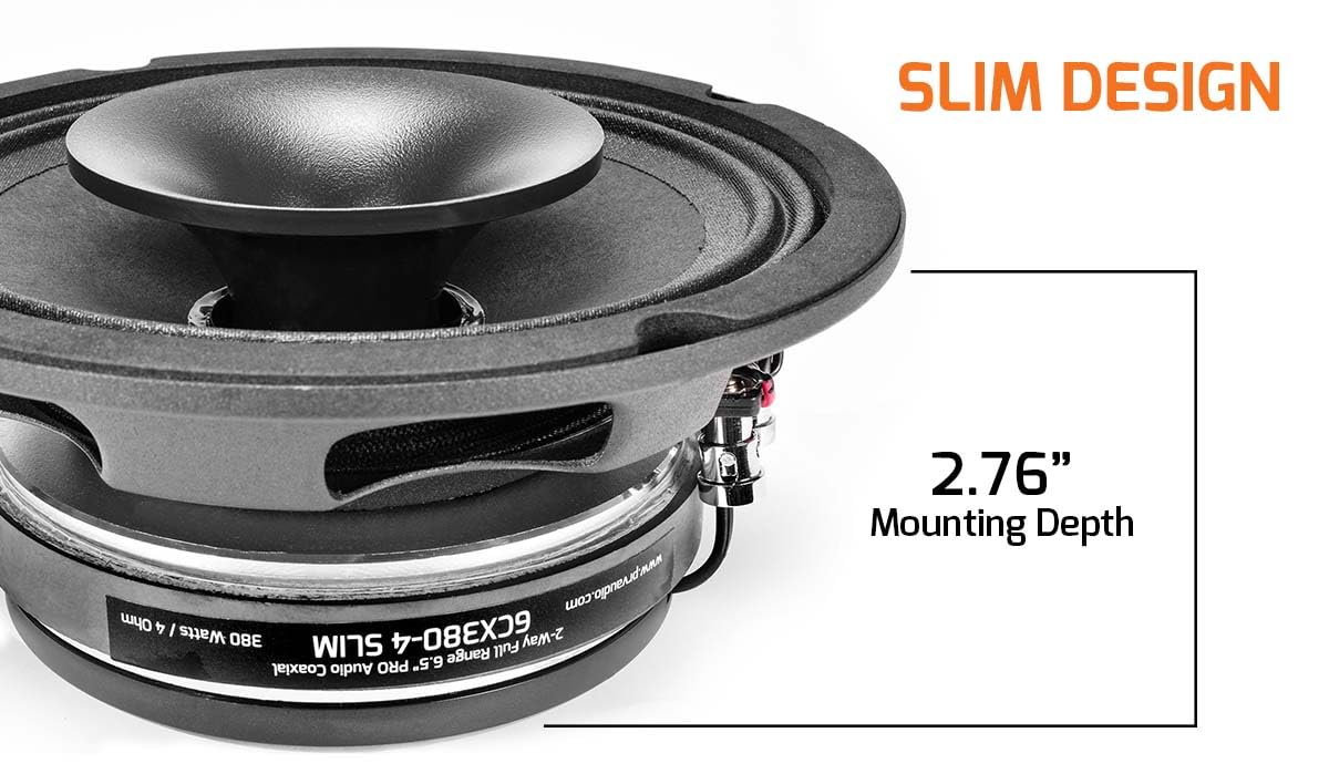 PRV AUDIO 6CX380-4 Slim 2.76-inch depth fits shallow installations.