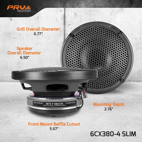 PRV AUDIO 6CX380-4 Slim copper-voice-coil handles heat for long sessions.