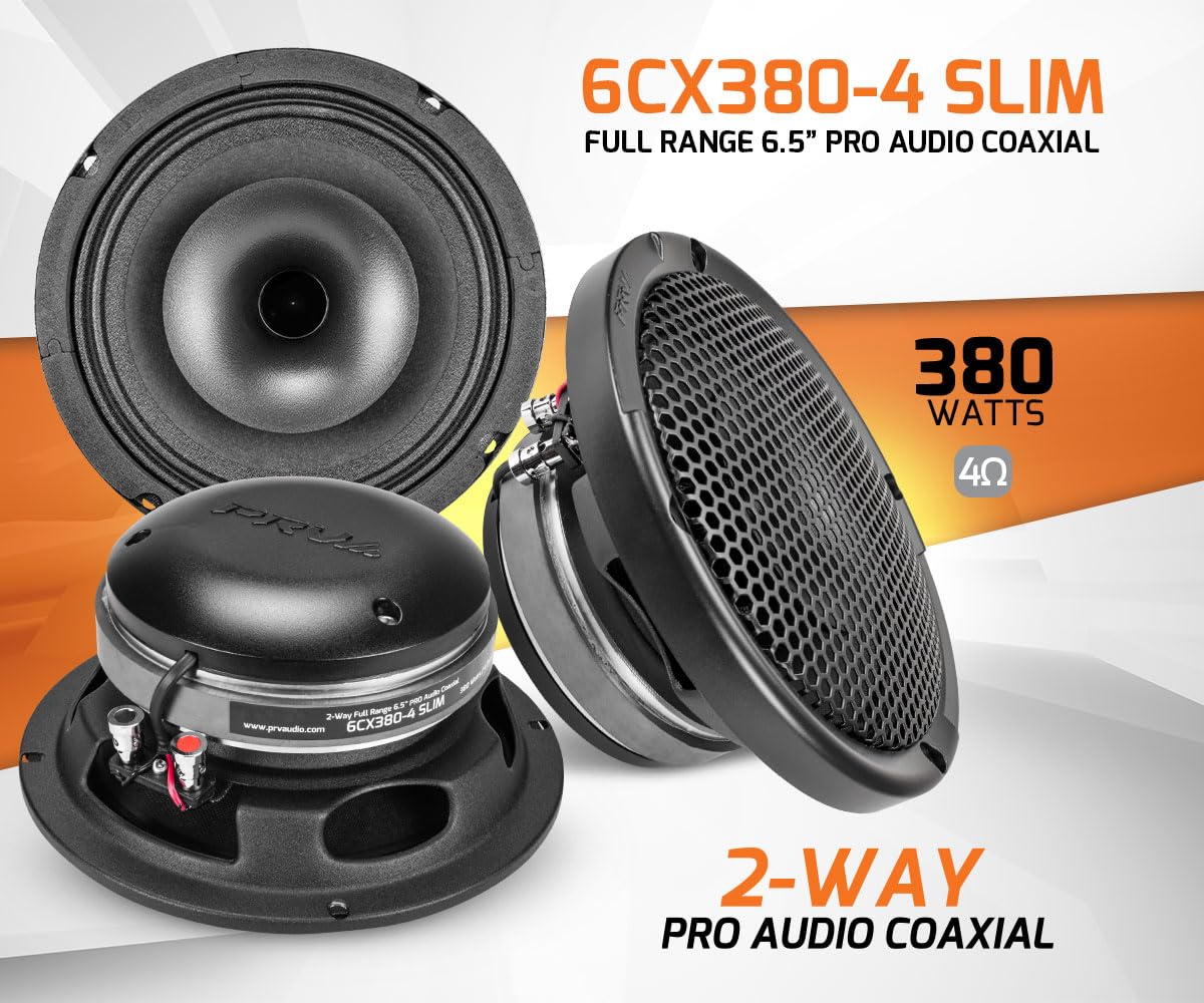 PRV AUDIO 6CX380-4 Slim installation-kit-included includes grill and mounting hardware.