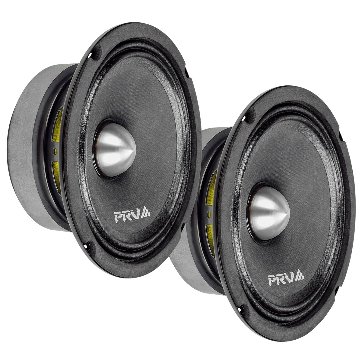 PRV AUDIO 6MR400-4 midrange bullet closeup with aluminum cooling phase plug for efficiency