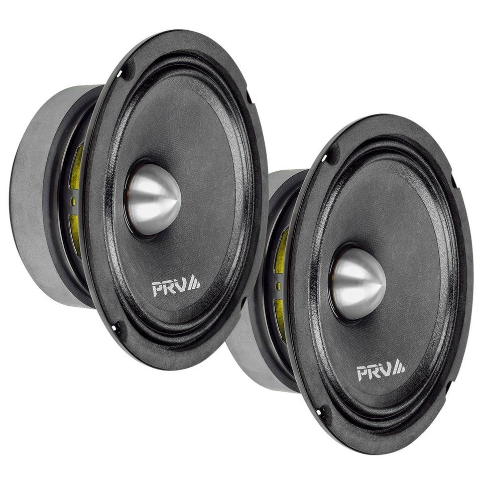 PRV AUDIO 6MR400-4 midrange bullet closeup with aluminum cooling phase plug for efficiency