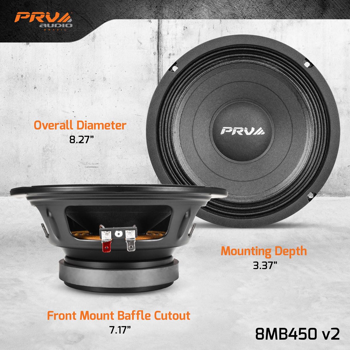 PRV AUDIO 8MB450 v2 magnet back view showing robust motor structure for reliable power handling