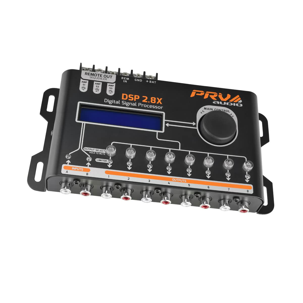 PRV AUDIO DSP 2.8X front panel display enabling real-time tuning on the go