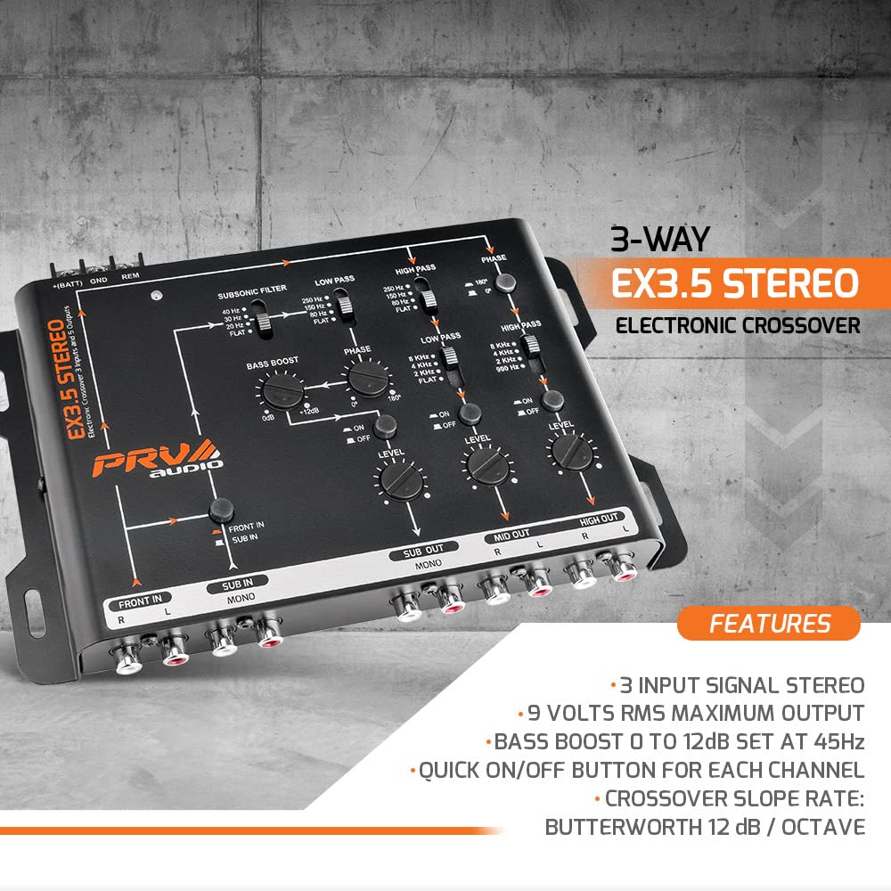 PRV AUDIO EX3.5 installed in a car with quick on/off controls for easy tuning.