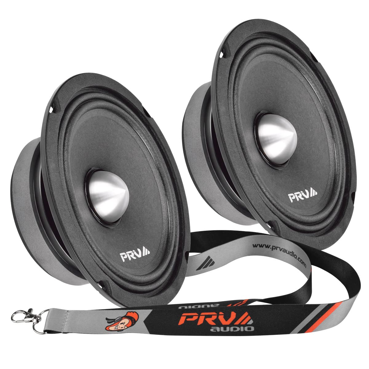 PRV AUDIO front profile showing slim cone and mounting flange, improves fit for tight doors