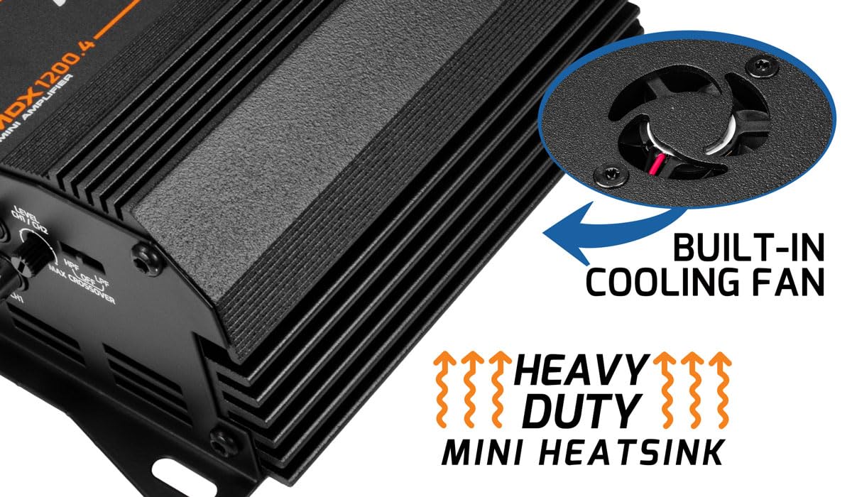 PRV Audio MDX1200.4 compact dimensions fit tight spaces.
