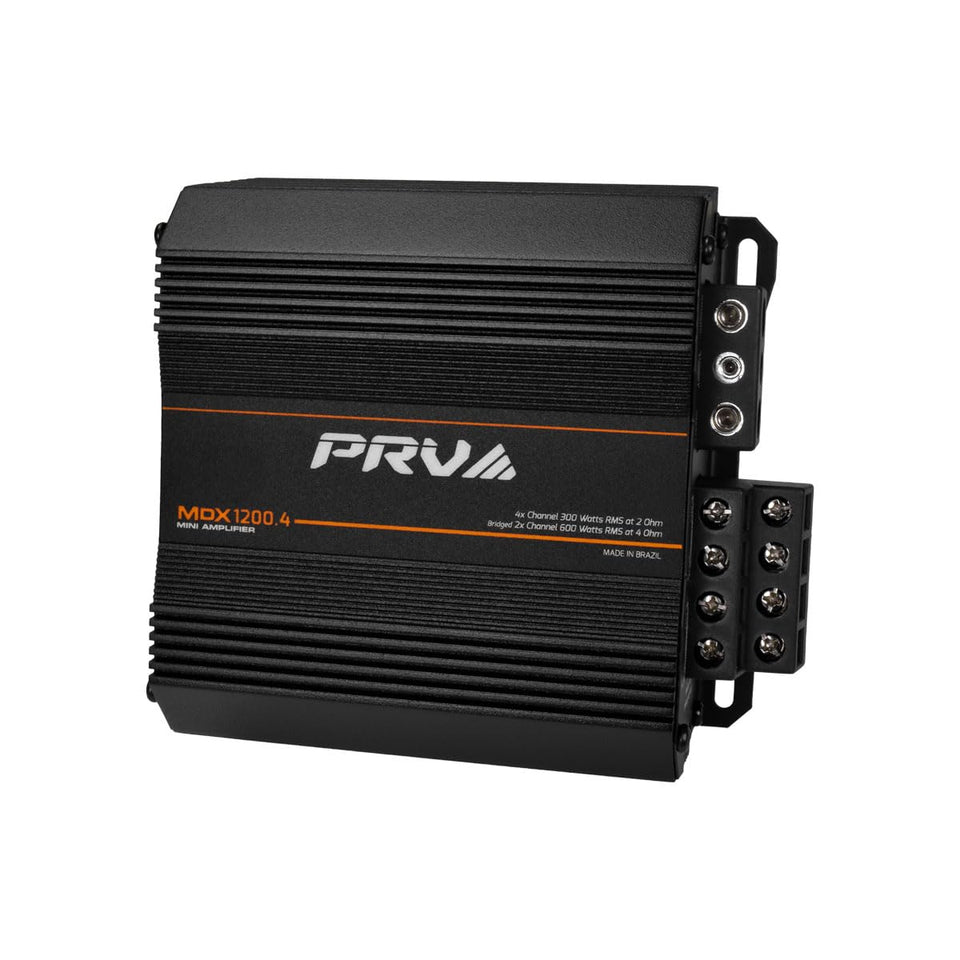 PRV Audio MDX1200.4 front view for compact high-power installation.