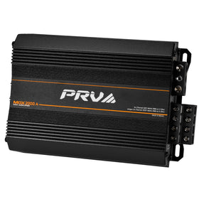 PRV Audio MDX2000.4 front view powering four speakers at 2 ohms for high efficiency