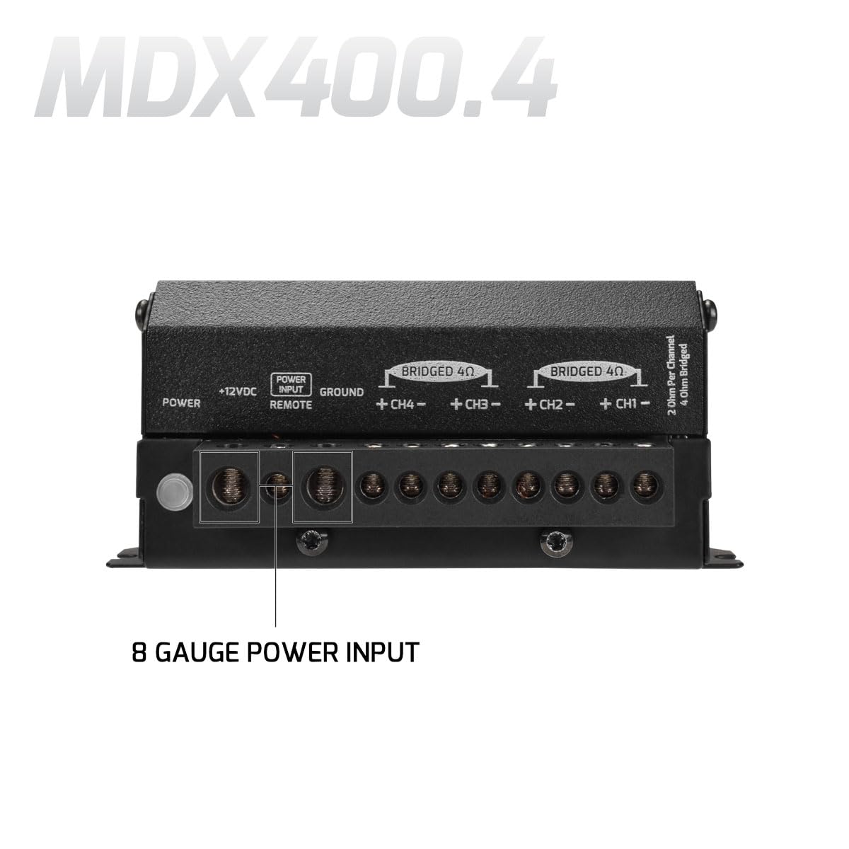 MDX400.4 compact dimensions showcased for small space installs
