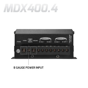 MDX400.4 compact dimensions showcased for small space installs