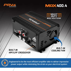 MDX400.4 ports and wiring close-up enabling easy installation and durable connections