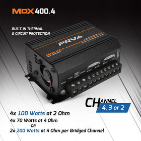 MDX400.4 side profile emphasizes slim footprint for versatile mounting options