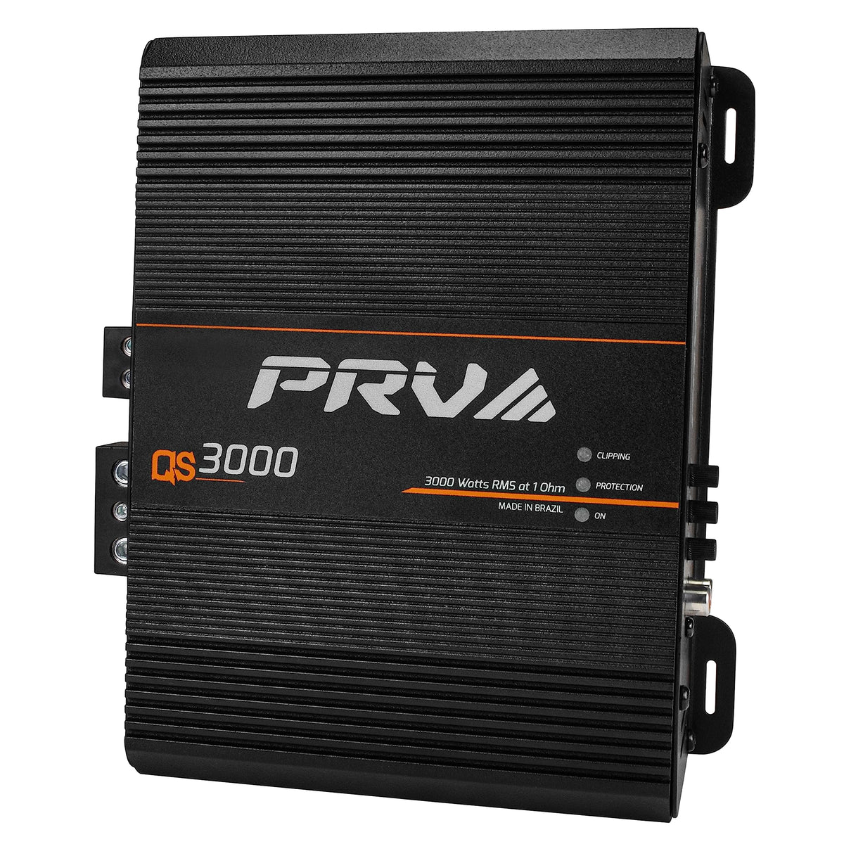 PRV Audio QS3000 front view highlighting compact footprint for easy in-vehicle installs.