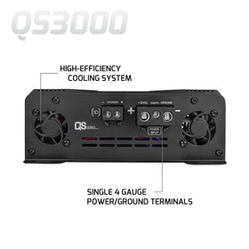 PRV Audio QS3000 protection LEDs and status indicators on top panel.