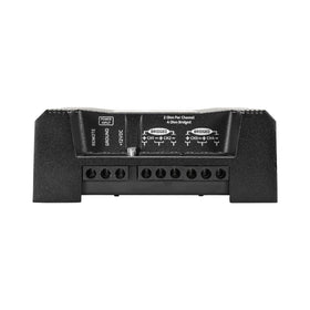 PRV Audio QS400.4 rear terminals enable flexible wiring options.