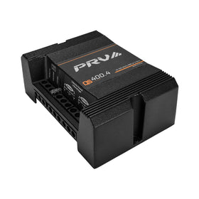PRV Audio QS400.4 mounted under seat saves space and simplifies wiring.