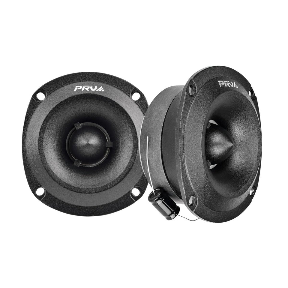 PRV AUDIO front view of slim tweeter pair showing compact profile and easy mounting