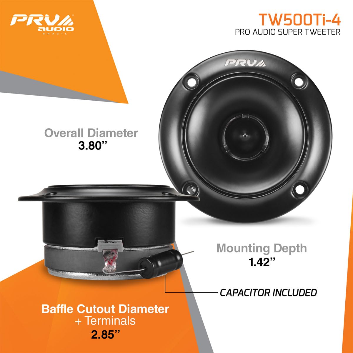 PRV Audio TW500Ti-4 tweeter close-up highlighting horn and grille.