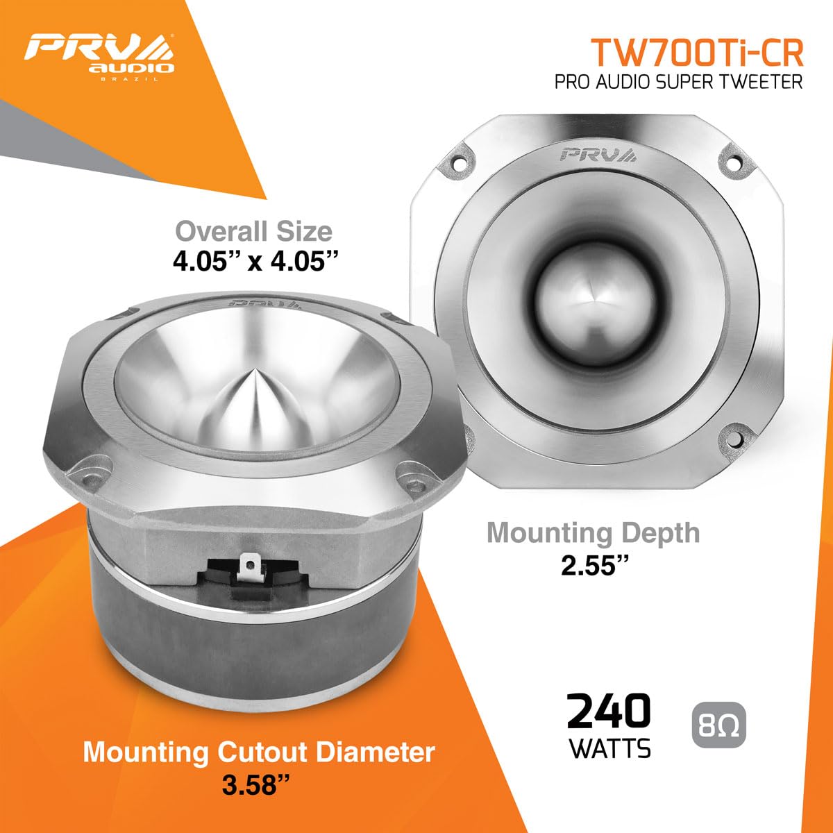 PRV AUDIO tweeter mounted in speaker enclosure demonstrating easy integration