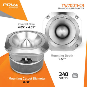 PRV AUDIO tweeter mounted in speaker enclosure demonstrating easy integration