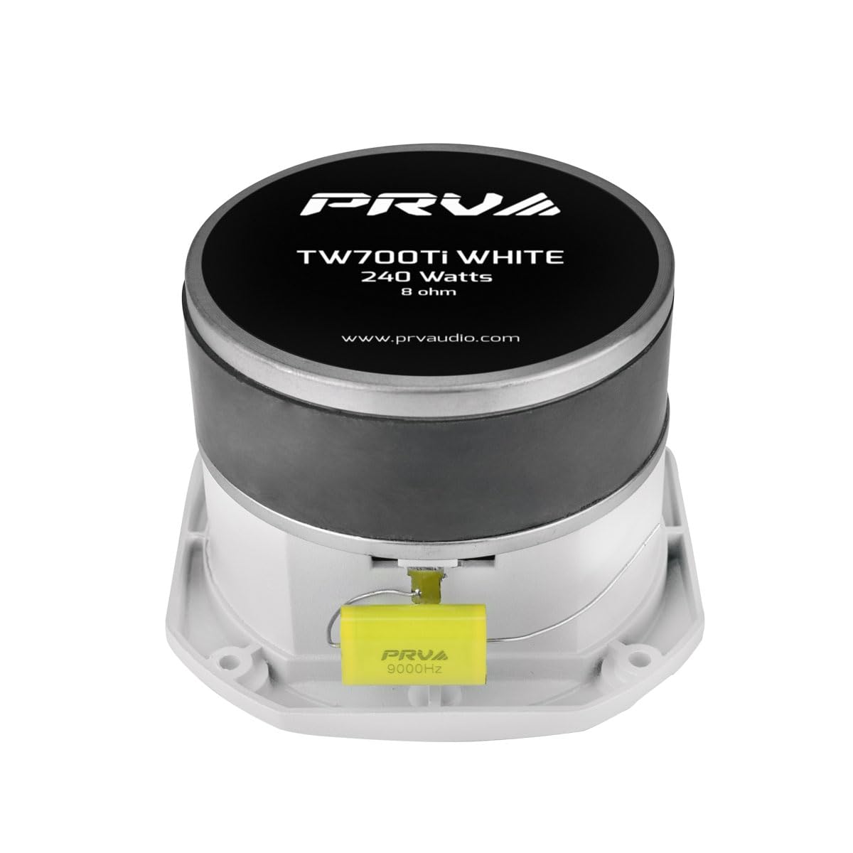 PRV AUDIO TW700Ti White installed in a speaker cabinet demonstrating easy integration