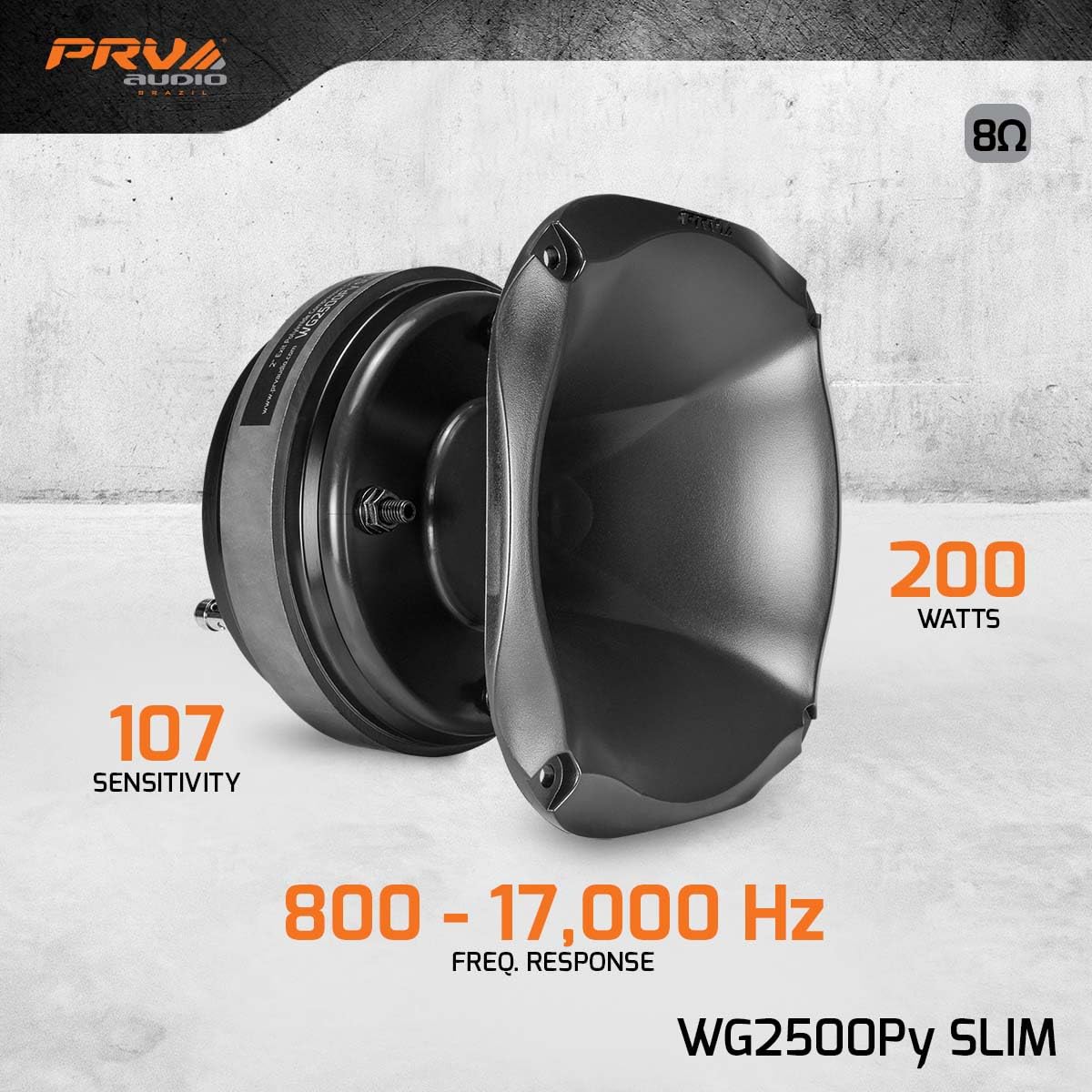 PRV AUDIO WG2500Py Slim side profile highlights shallow horn for easy mounting