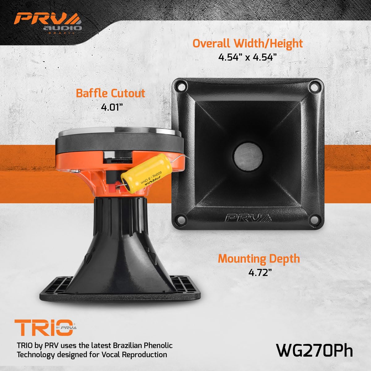 PRV AUDIO WG270Ph side profile mounted on baffle, compact fit for tight spaces