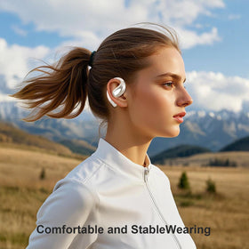 Psadhi earbuds placed on a desk during remote work, hands-free productivity