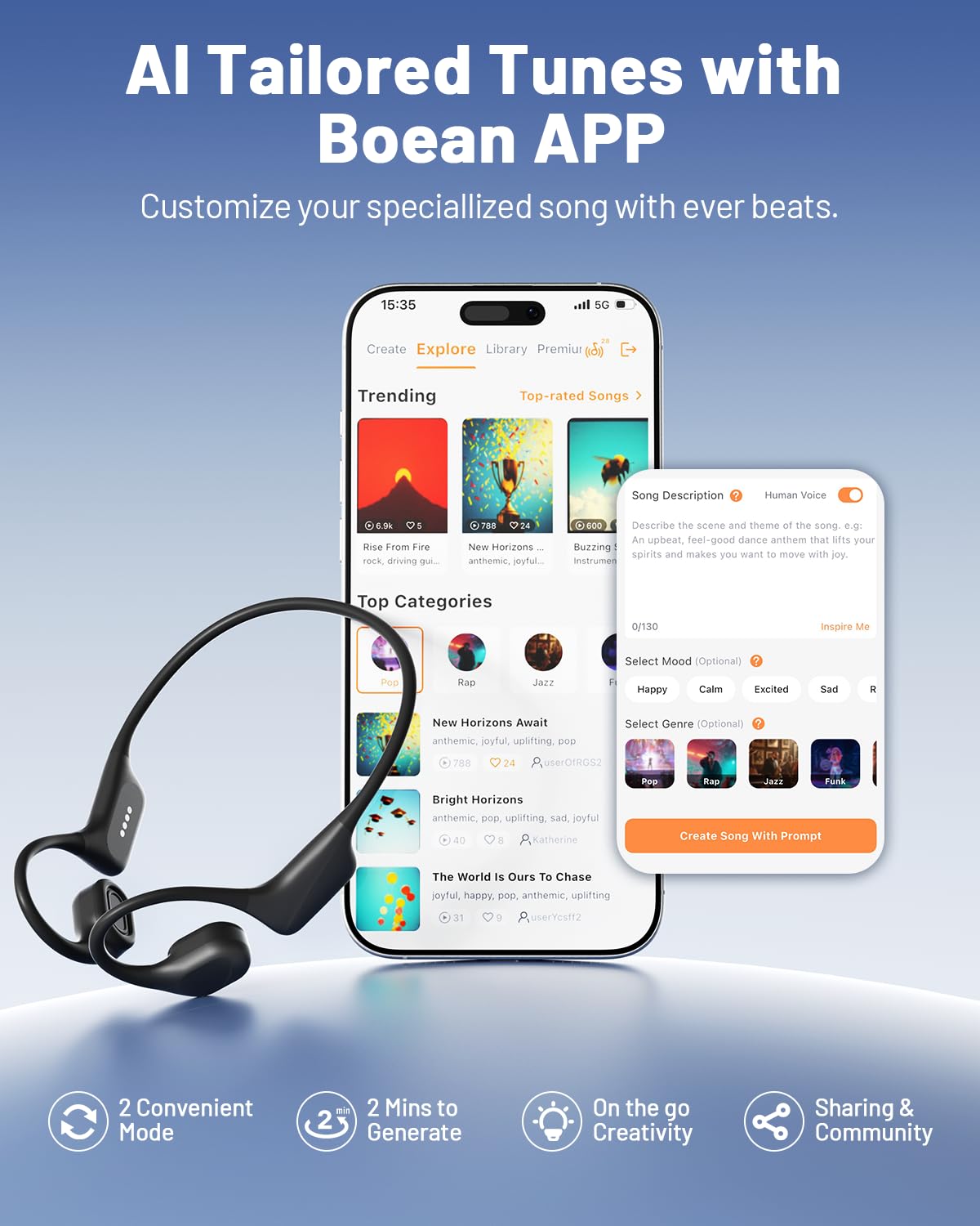 PSIER provides up to 8 hours of music and calls per charge.