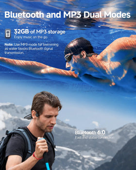 PSIER IPX8 waterproof rating enables underwater listening during swimming
