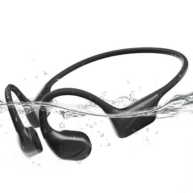 PSIER bone conduction swimming headphones with dual drivers for clear highs and deep bass.
