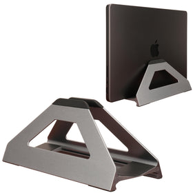 Psitek Aero Lift vertical stand on desk demonstrating space saving for laptops