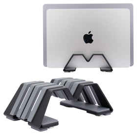 Psitek stand features silicone pads for scratch protection and stable placement on desks.