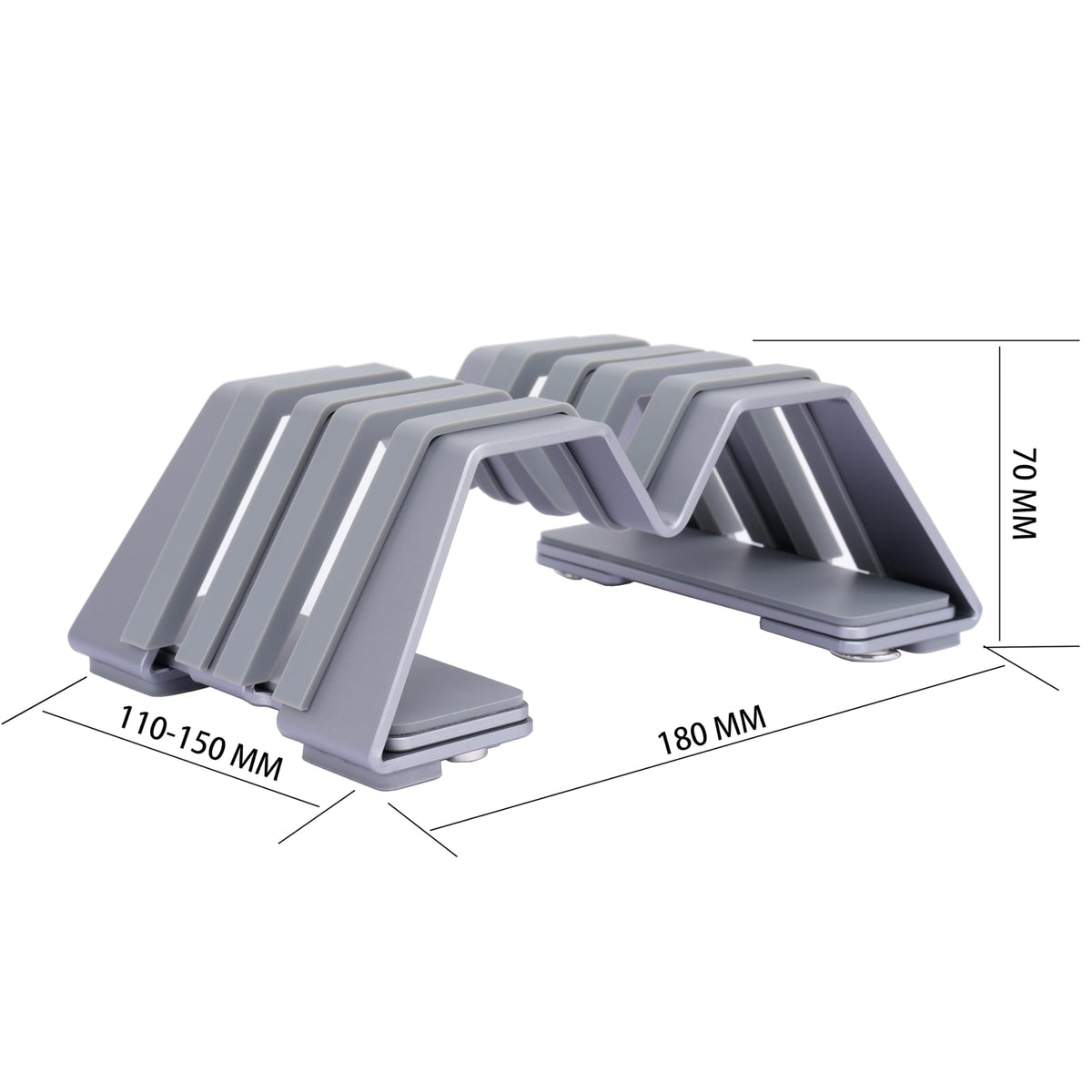 Psitek dual vertical laptop stand in office setup demonstrating space-saving elegance.