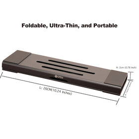 Psitek Fold & Flow folded box highlighting ultra-slim storage and portability