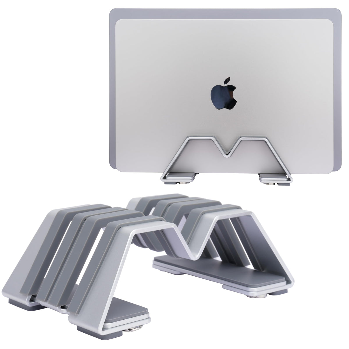 Psitek hidden-screw base allows quick width adjustment for many laptops.