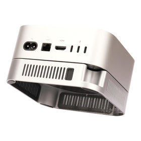 Psitek stand front view showing Silver finish and stable base benefit