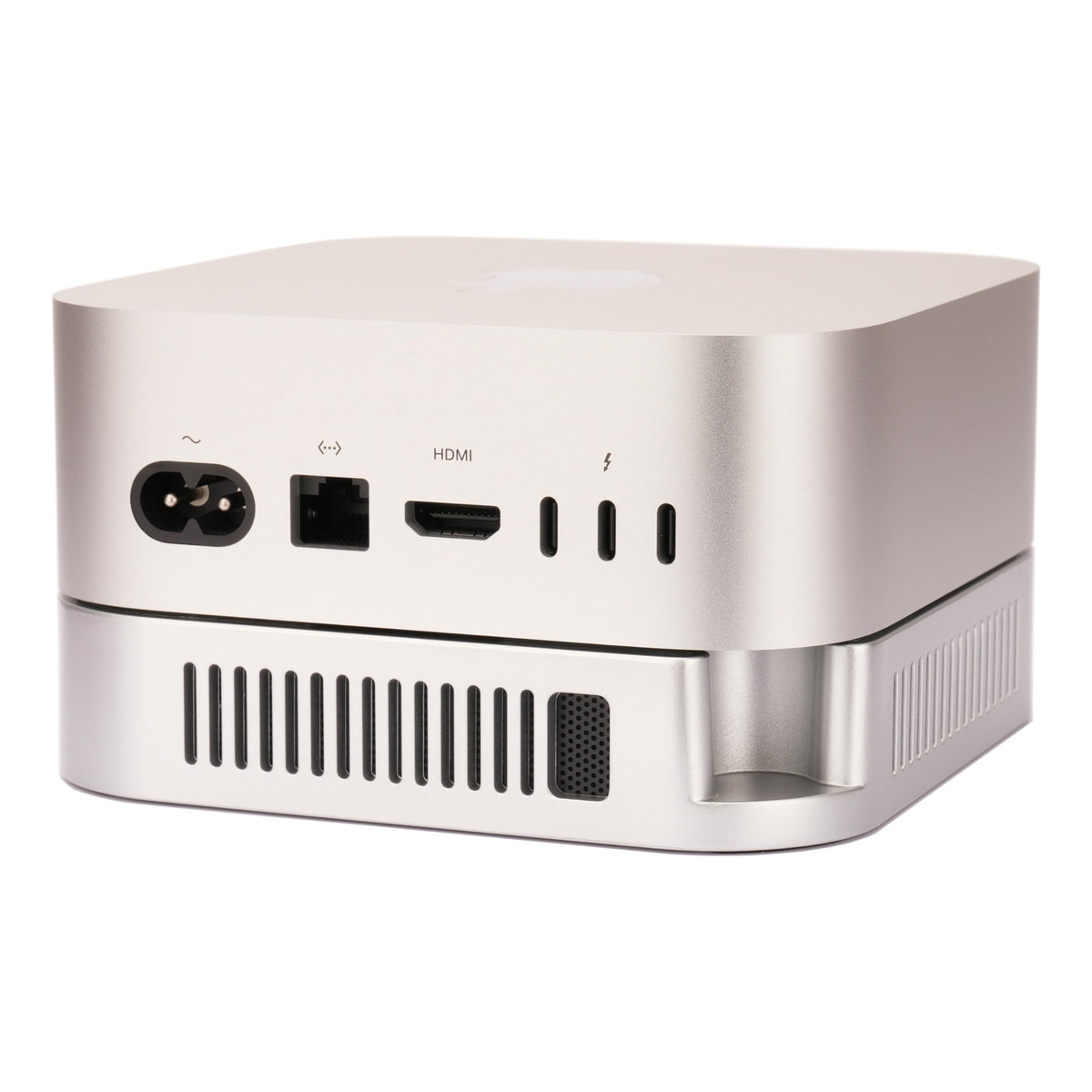 Psitek with Mac mini to show compact scale and space-saving benefit