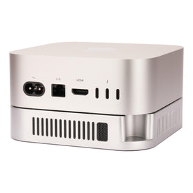 Psitek with Mac mini to show compact scale and space-saving benefit