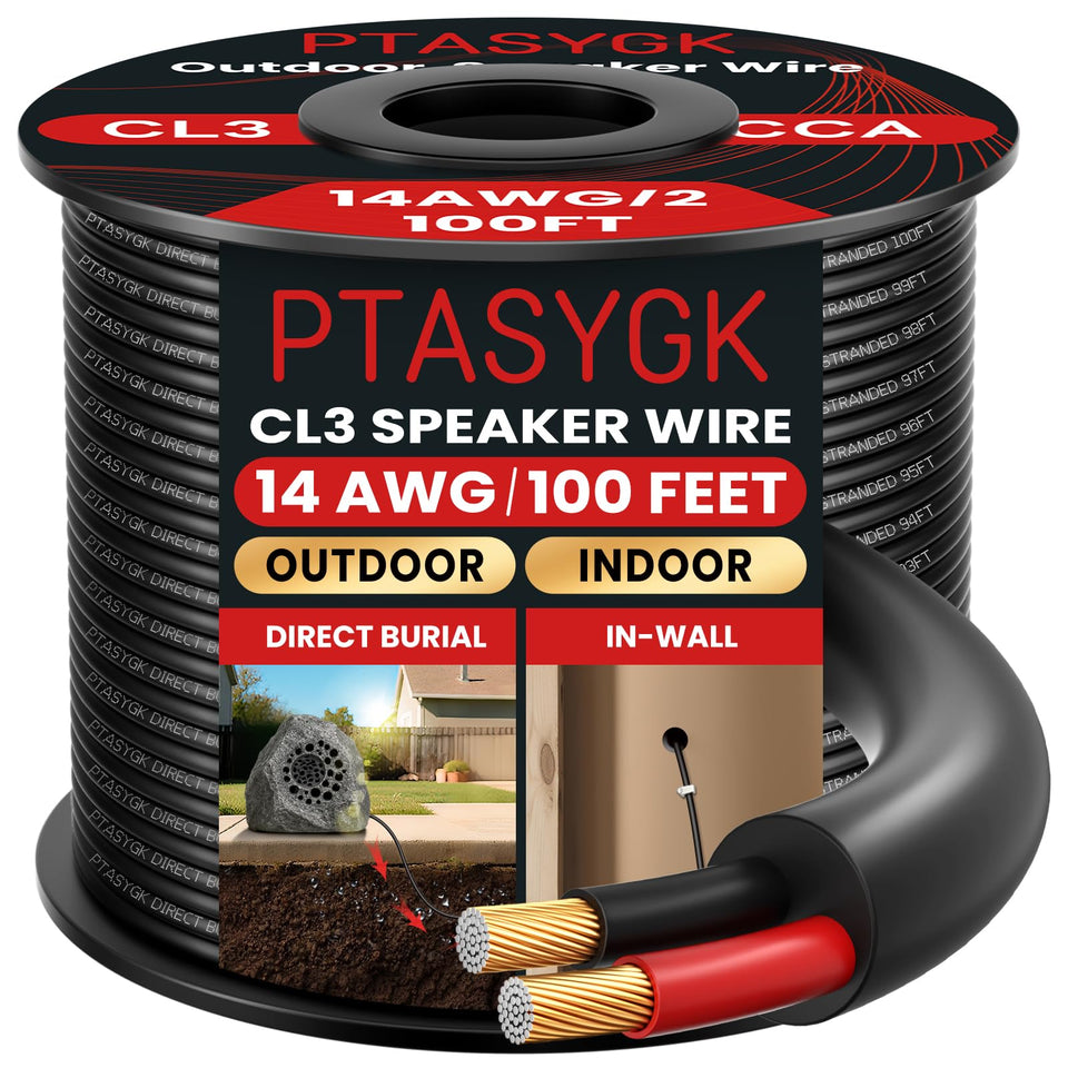PTASYGK coiled 100ft cable front view showing durable jacket and length benefit