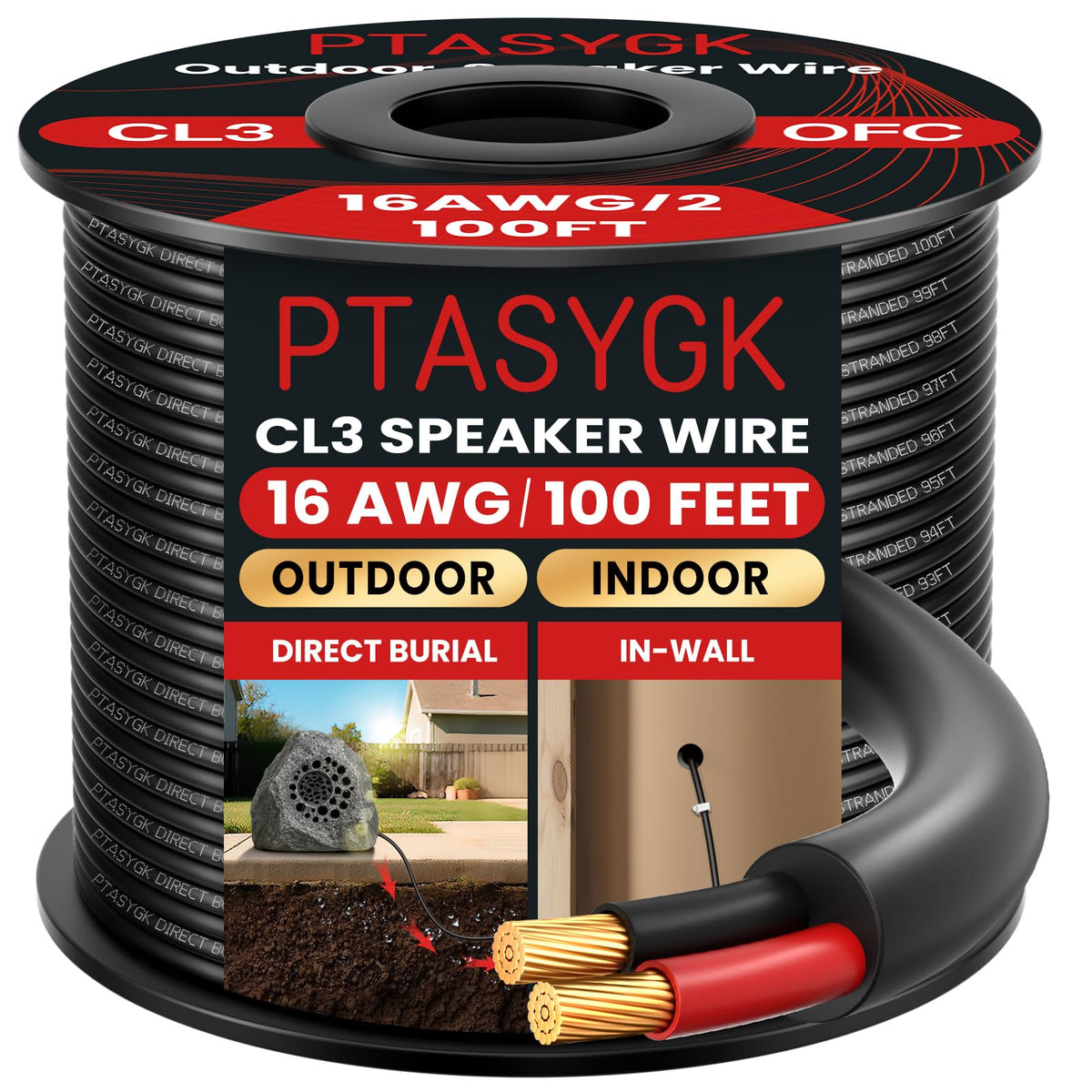 PTASYGK front spool showing 100ft cable, durable and ready to install