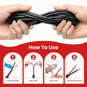 PTASYGK cable next to a hand for scale showing 16-gauge flexibility