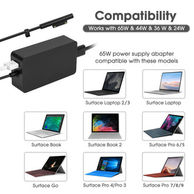 Ptioatns magnetic connector enables quick, safe attachment to the Surface charger.