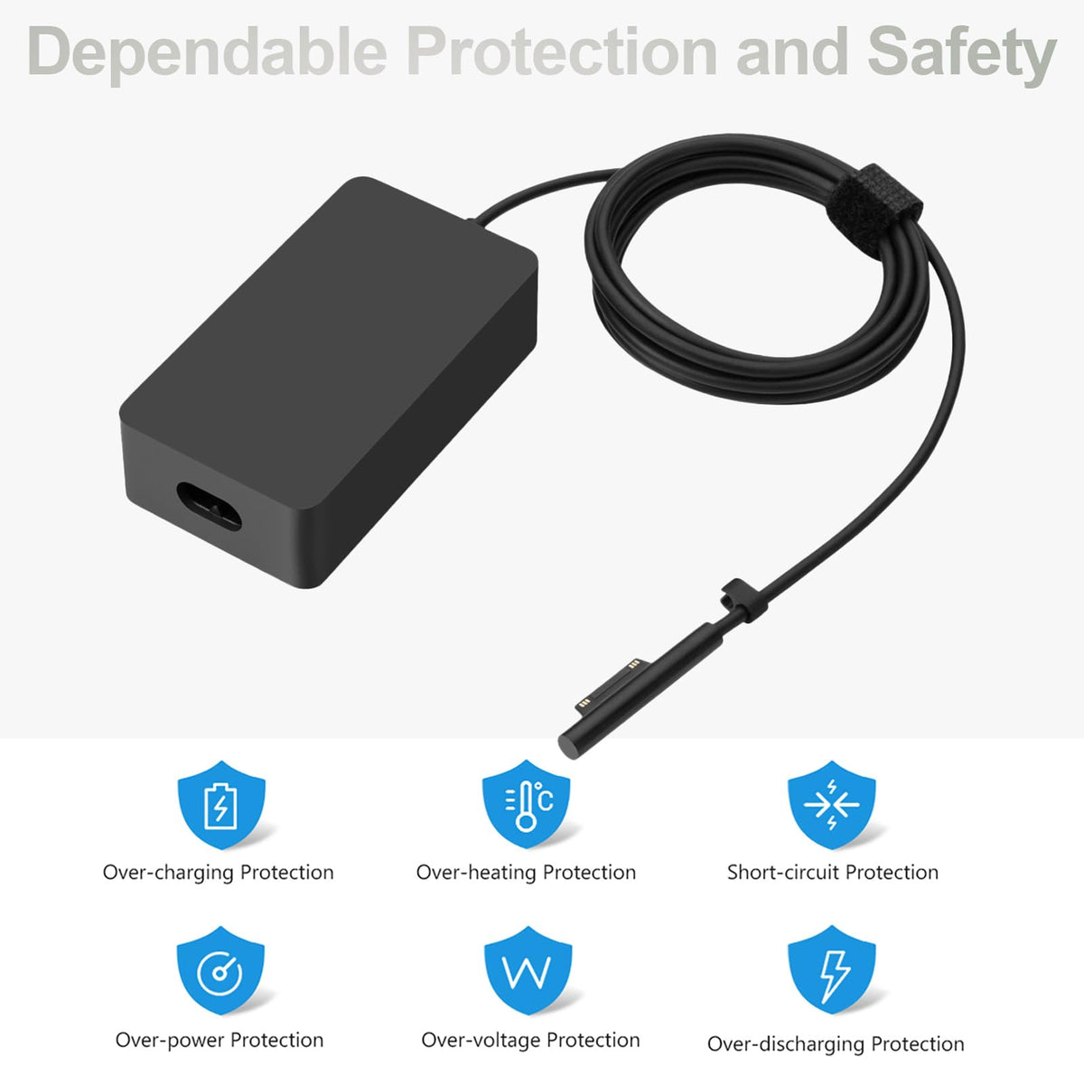 Ptioatns packaging contents clearly list charger and cord.